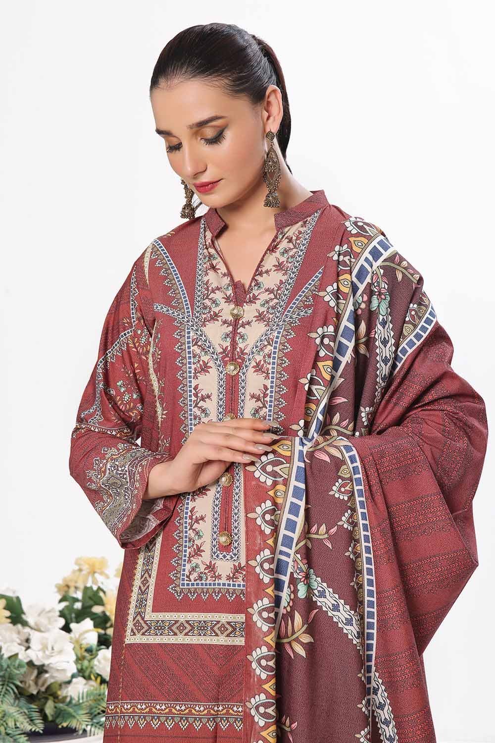 GulAhmed 3Pc Printed Dhanak Suit WNS-42118 gulbuy.com
