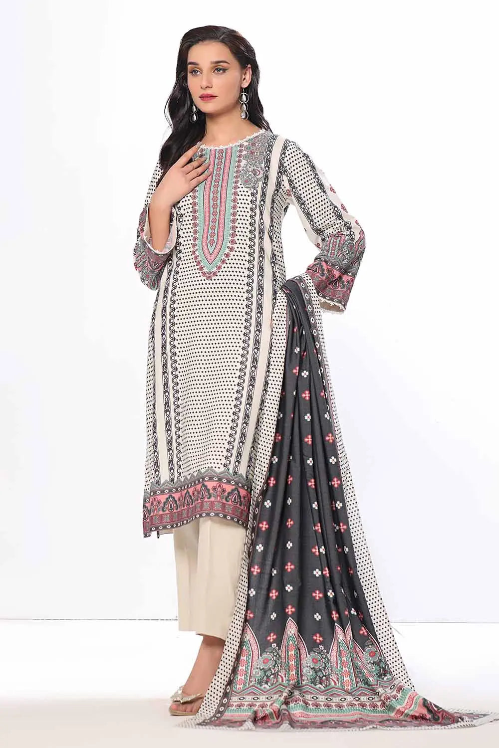 GulAhmed 3Pc Printed Dhanak Suit WNS-42119