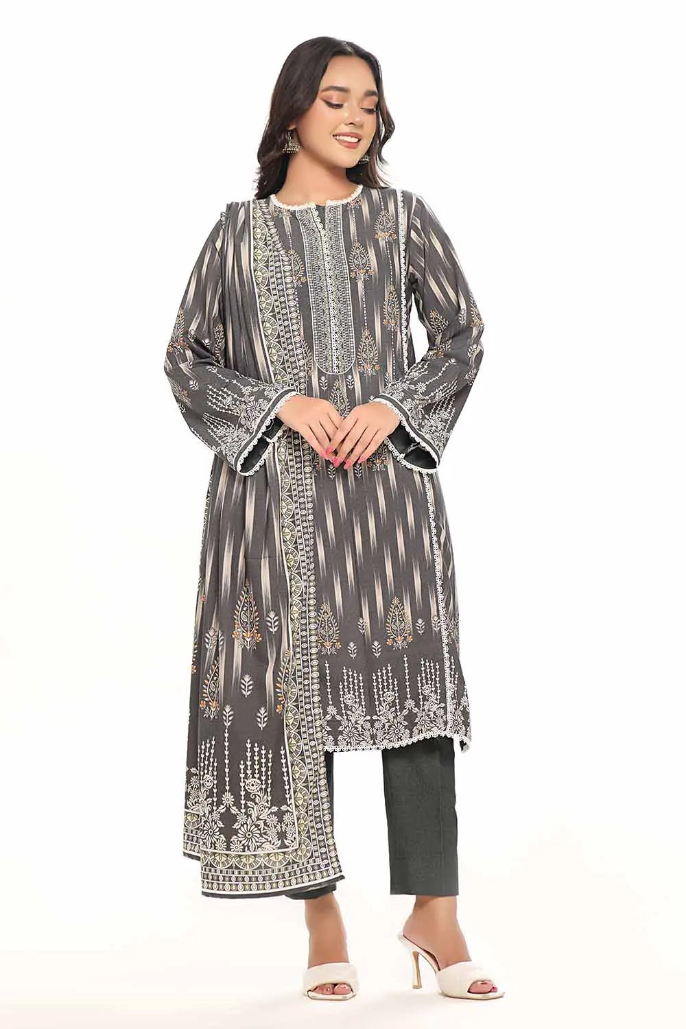GulAhmed 3Pc Printed Dhanak Suit WNS-42121