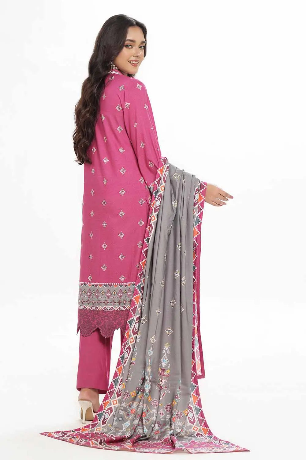 GulAhmed 3Pc Printed Dhanak Suit WNS-42122 gulbuy.com
