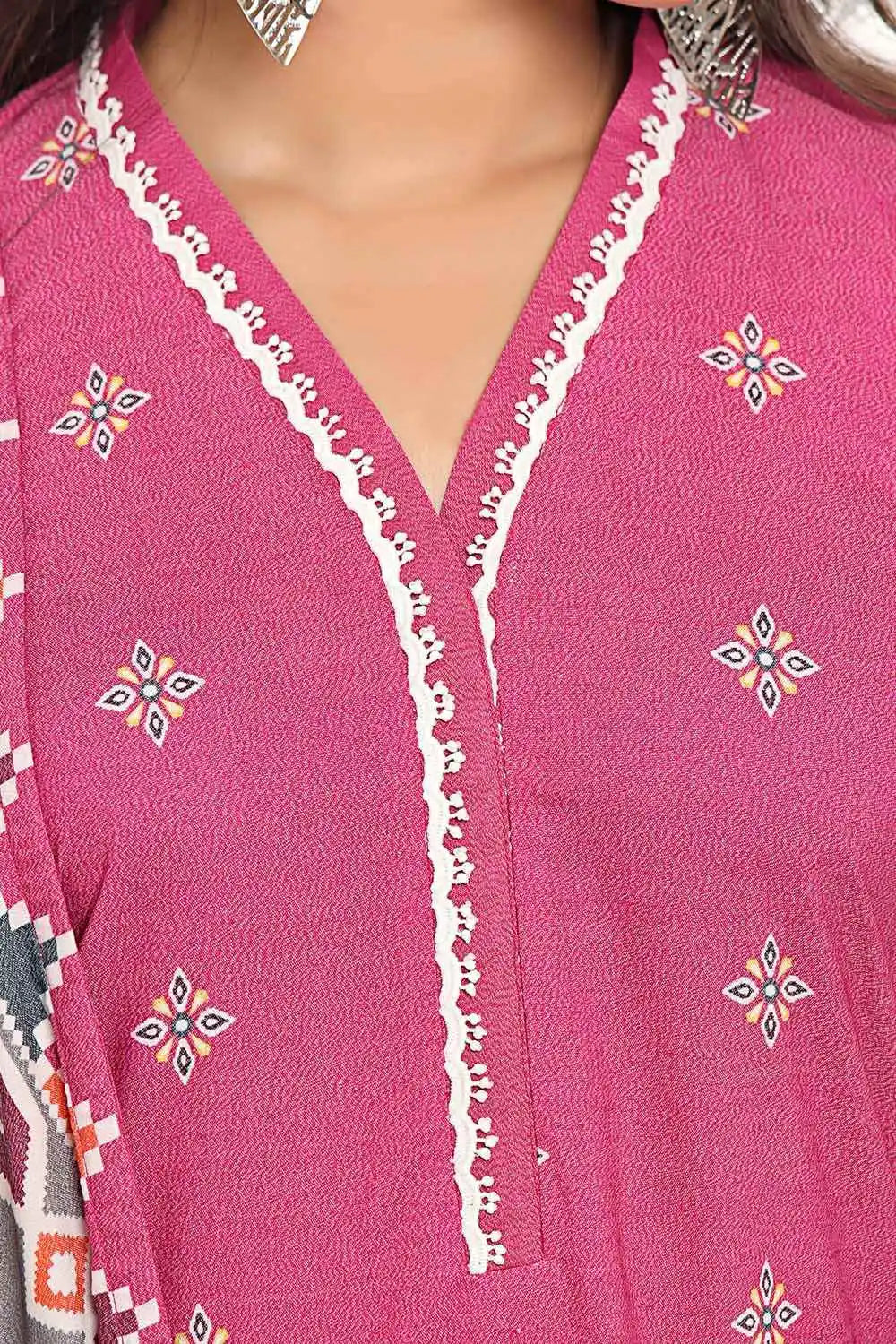 GulAhmed 3Pc Printed Dhanak Suit WNS-42122 gulbuy.com