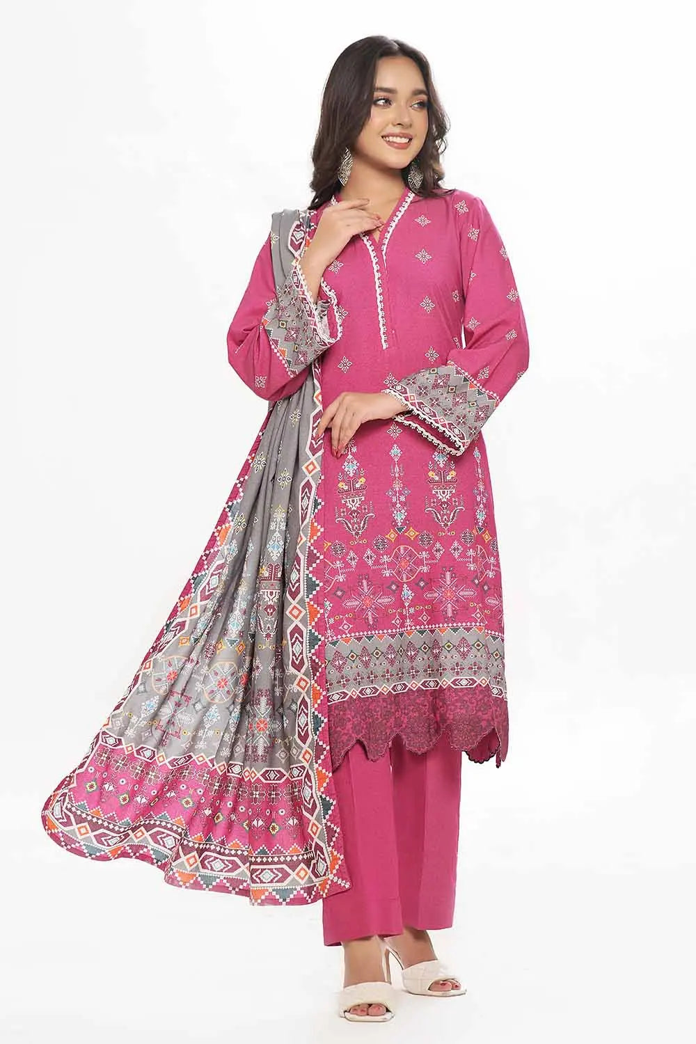 GulAhmed 3Pc Printed Dhanak Suit WNS-42122