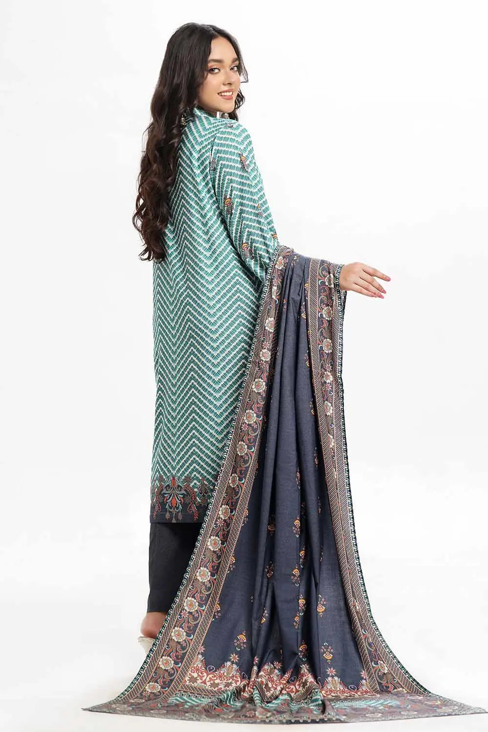 GulAhmed 3Pc Printed Dhanak Suit WNS-42124 gulbuy.com