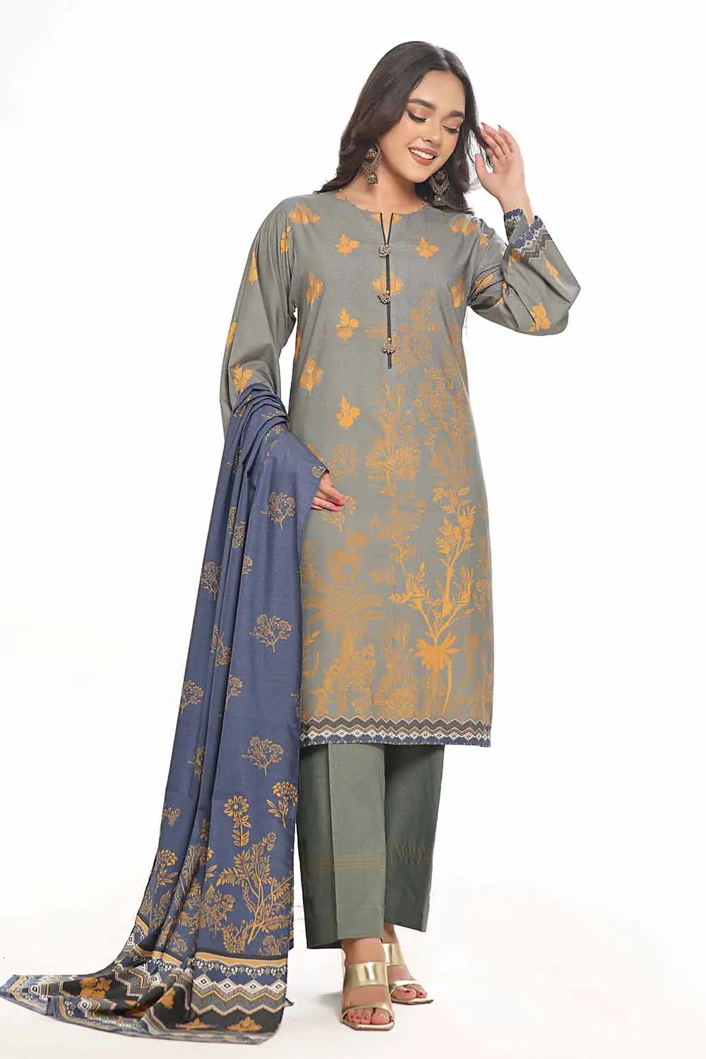 GulAhmed 3Pc Printed Dhanak Suit WNS-42125
