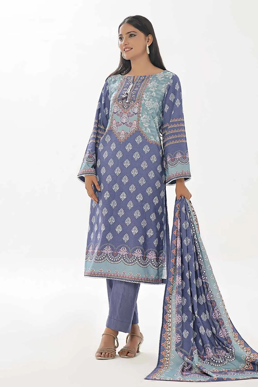 GulAhmed 3Pc Printed Dhanak Suit WNS-42126