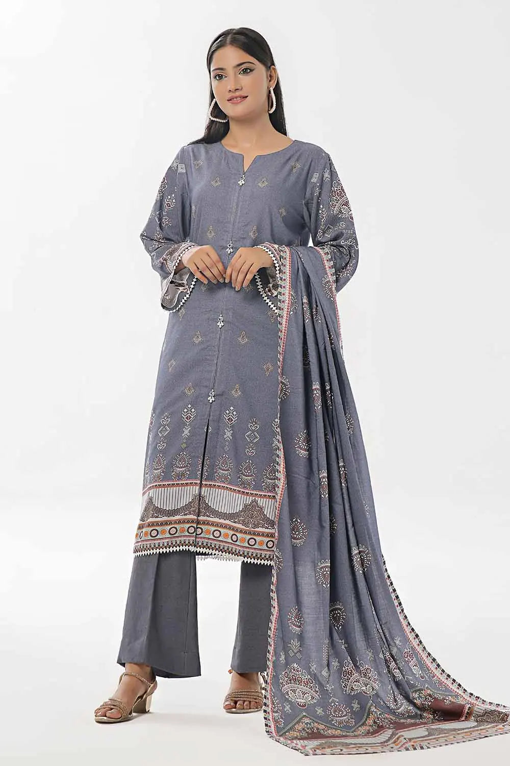 GulAhmed 3Pc Printed Dhanak Suit WNS-42127