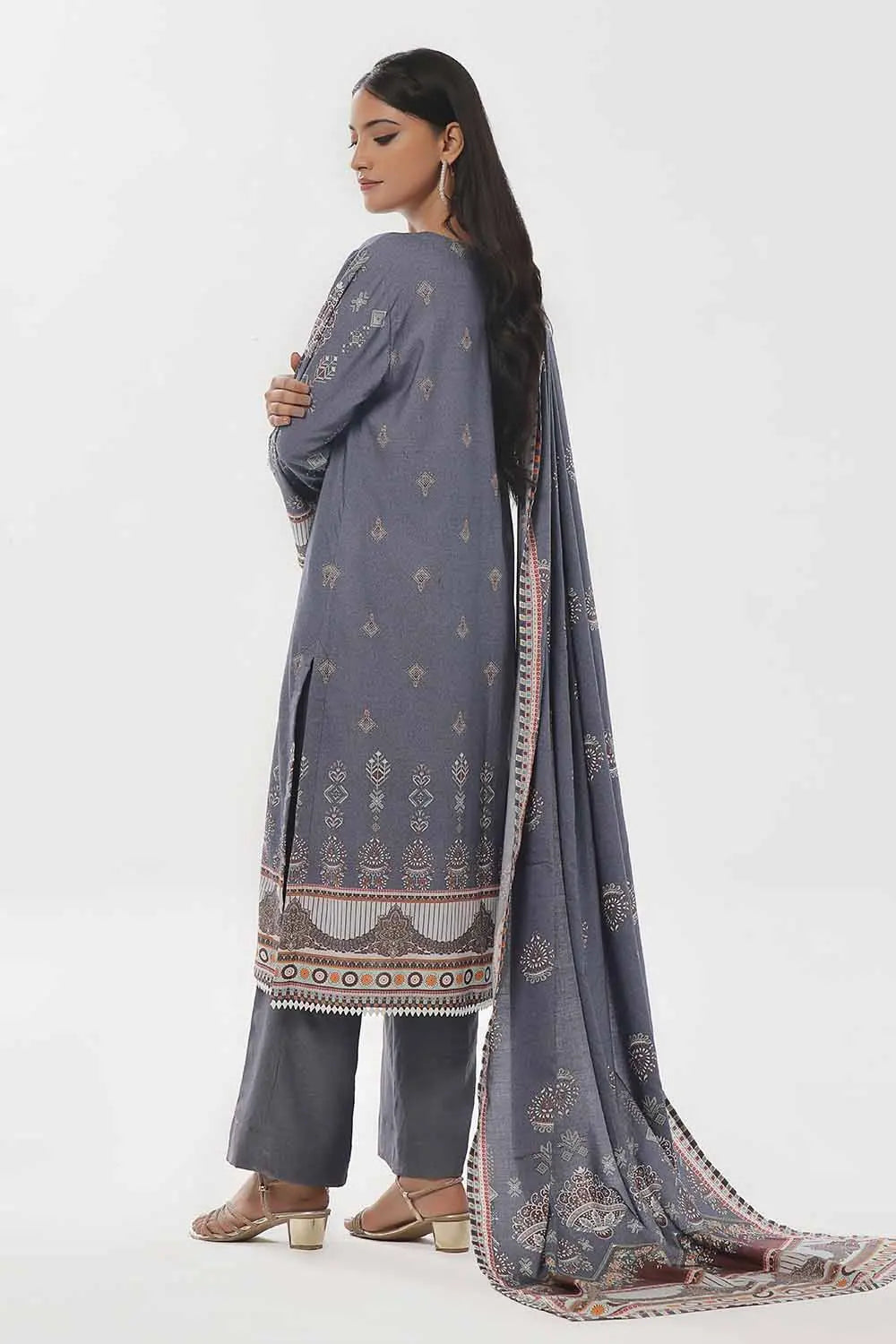 GulAhmed 3Pc Printed Dhanak Suit WNS-42127 gulbuy.com