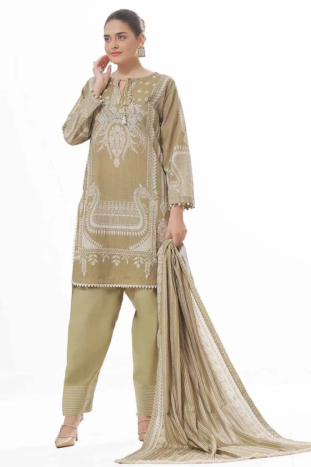 GulAhmed 3Pc Printed Khaddar Suit WNS-42133